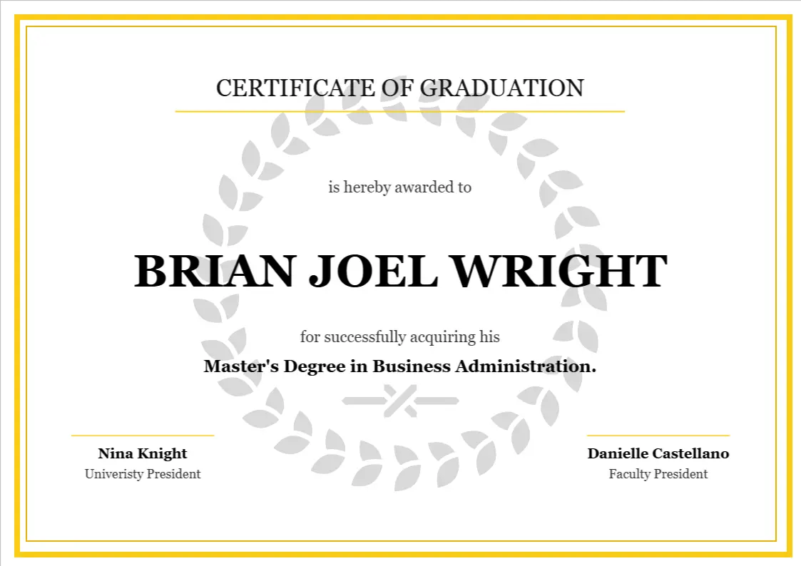 Certificate of Graduation