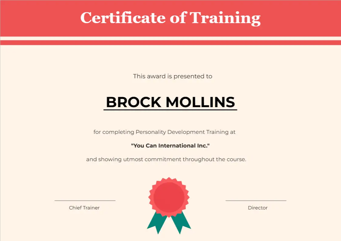 Certificate of Training
