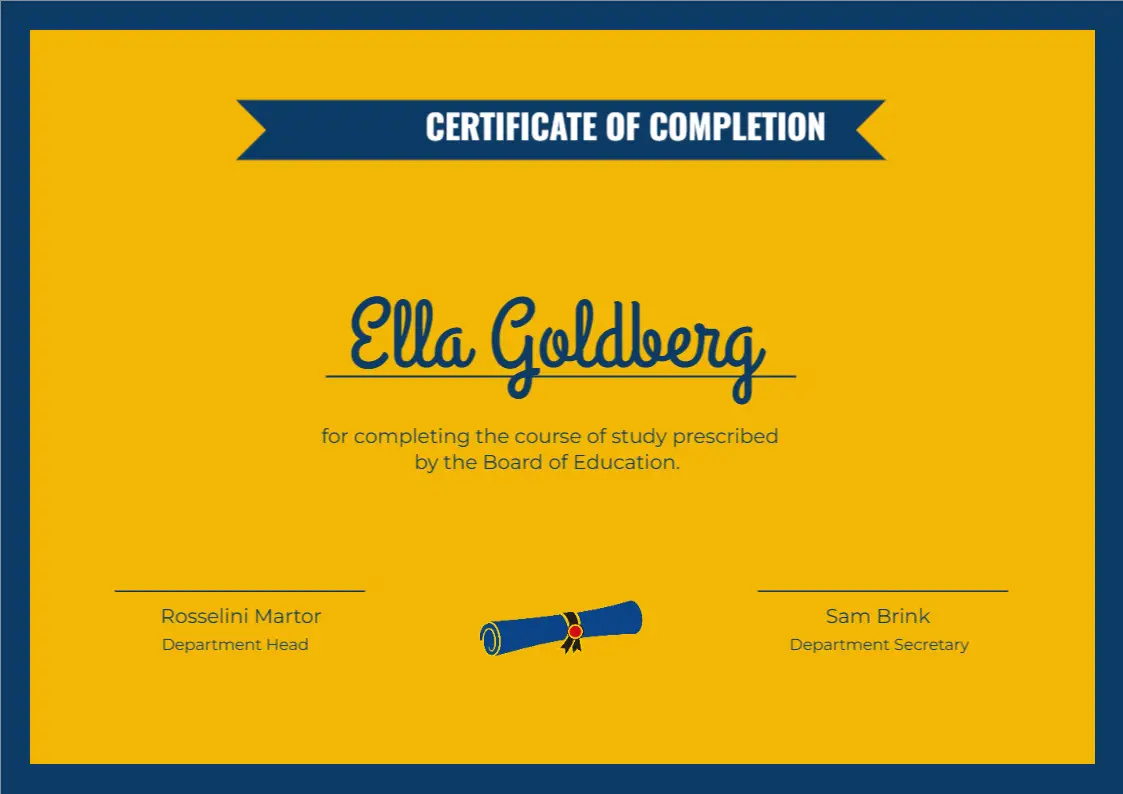 Ella Goldberg Certificate of Completion