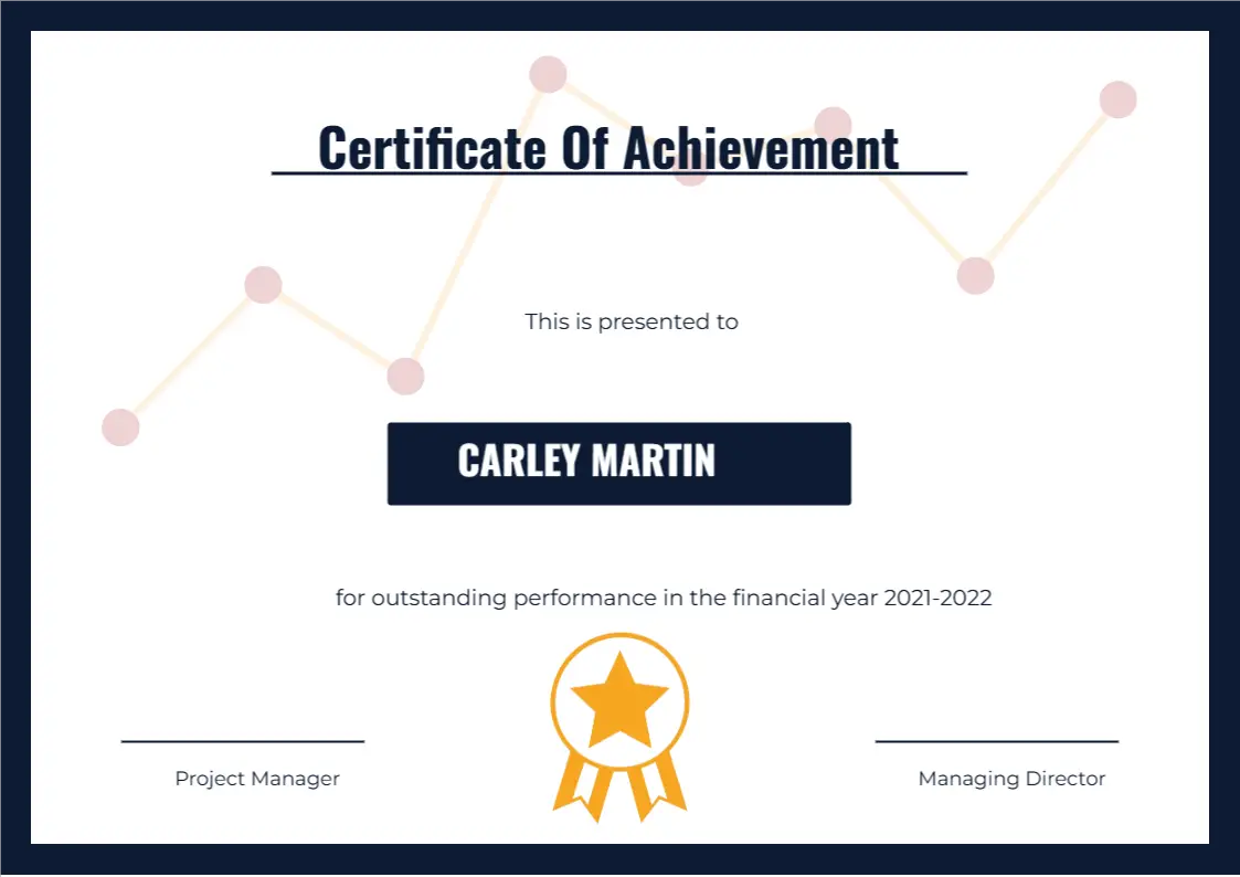 Carley Martin Certificate of Achievement