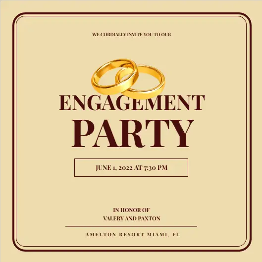 Golden Rings Engagement Party Invitation