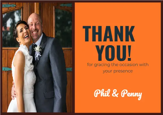 Phil & Penny Wedding Thank You Card