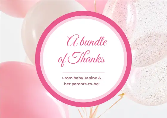 Baby Shower Pink Balloons Thank You Card