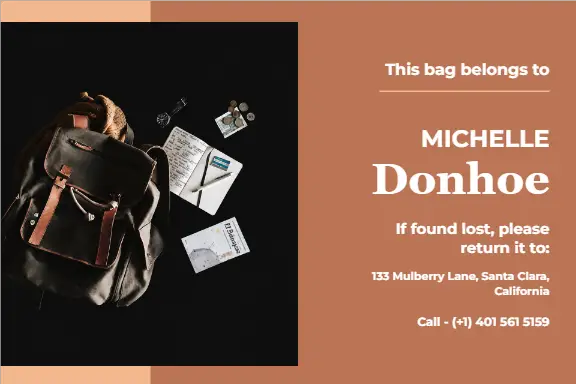 Michelle Donhoe Leather Backpack Label
