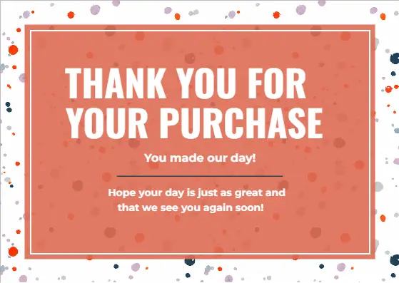 Terracotta Confetti Purchase Thank You Card
