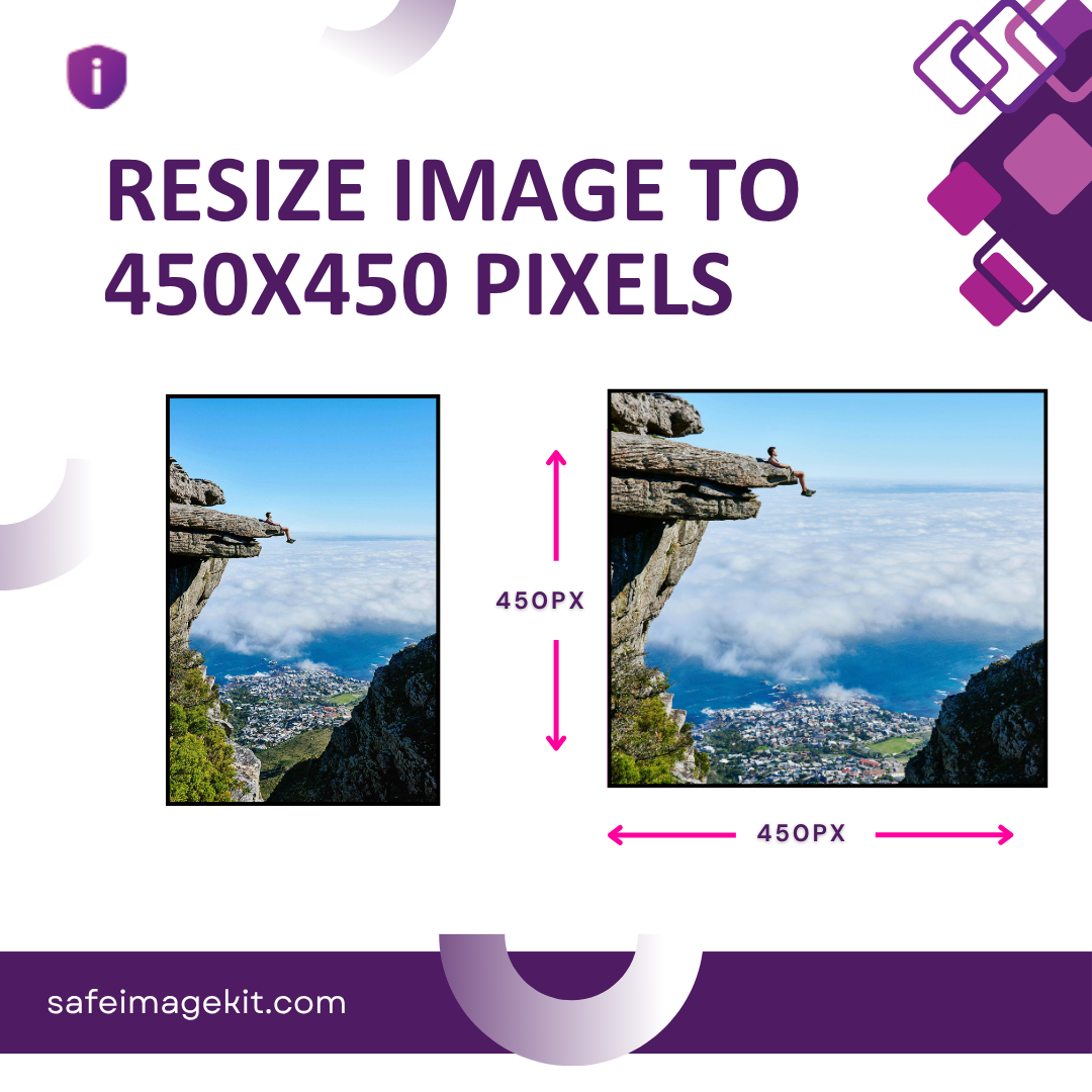 Resize image dimensions to 450x450 pixels visually.