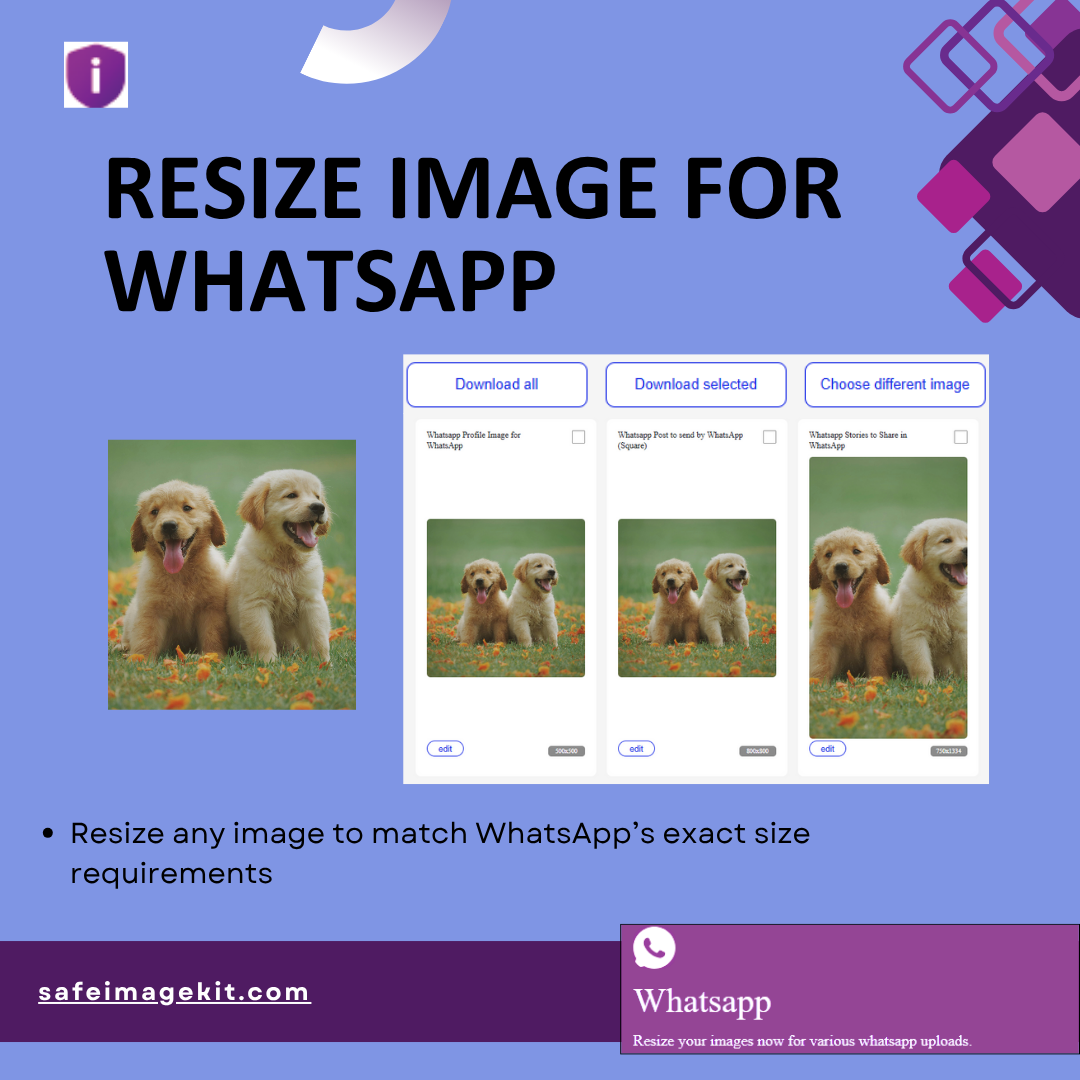 Resize any image to match whatsapp's size requirements