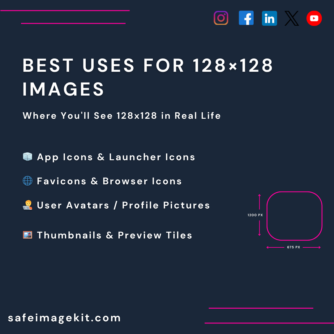 Common uses for 128x128 images like icons and avatars