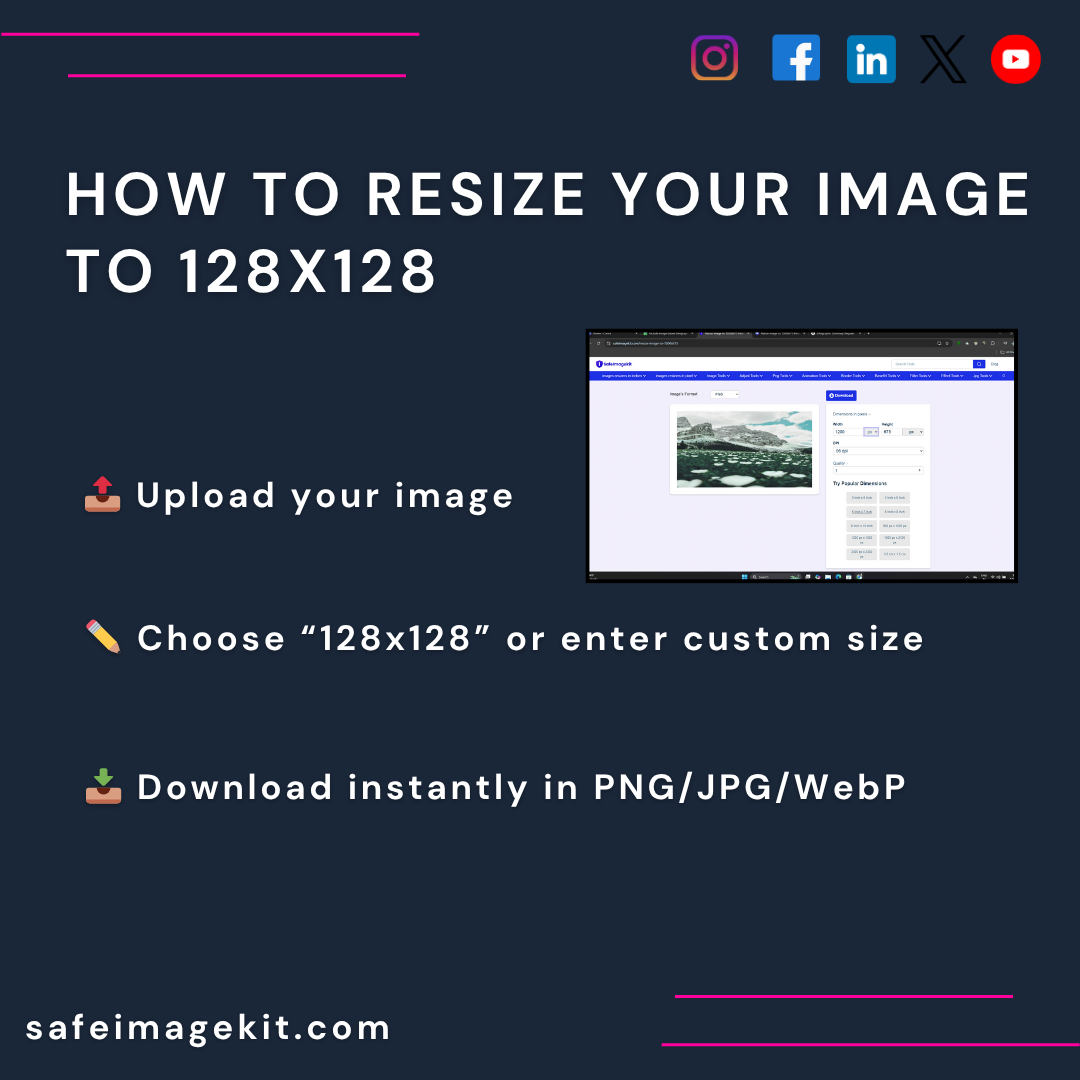 Simple guide to resize image to 128x128 in three steps