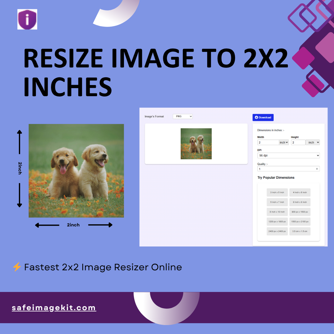 Convert your image to exact 2x2 inches size online easily.